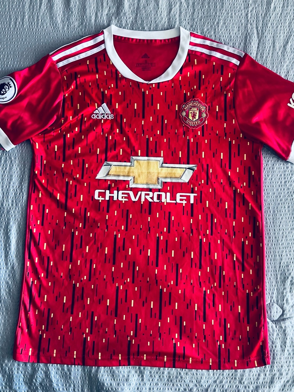 adidas Red Manchester United Home Jersey with Gold Sponsor Logo 2016-17